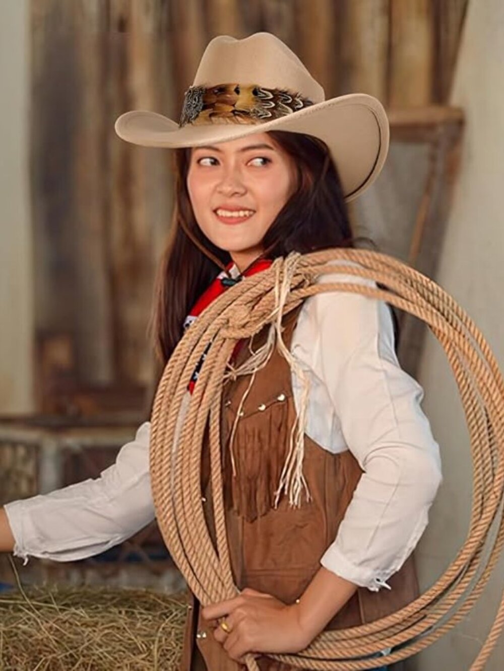 Feather Cowboy Western Hat Band - Picture 3 of 6